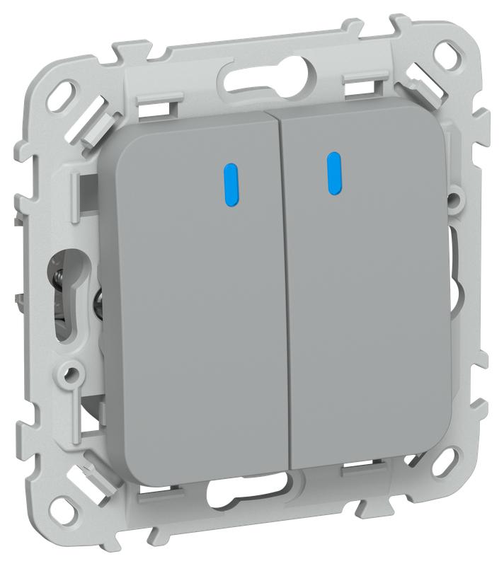 Выключатель кнопочный 2-кл. СП FLITE ВС12-2-1-ФлС 10А с индикацией механизм сер. IEK FI-V24-1-10-1-K03