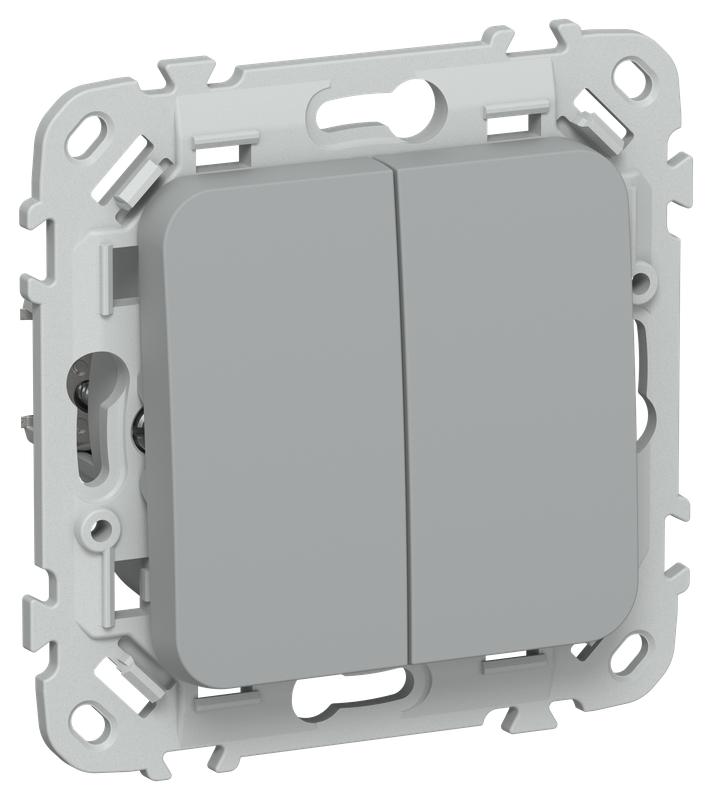 Выключатель проходной 2-кл. СП FLITE ВС62-1-0-ФлС 10А механизм сер. IEK FI-V22-0-10-1-K03