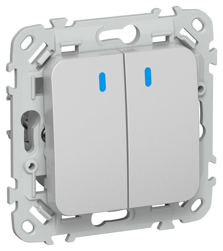 Выключатель 2-кл. СП FLITE ВС12-1-1-ФлА 10А с индикацией механизм алюм. IEK FI-V20-1-10-1-K47