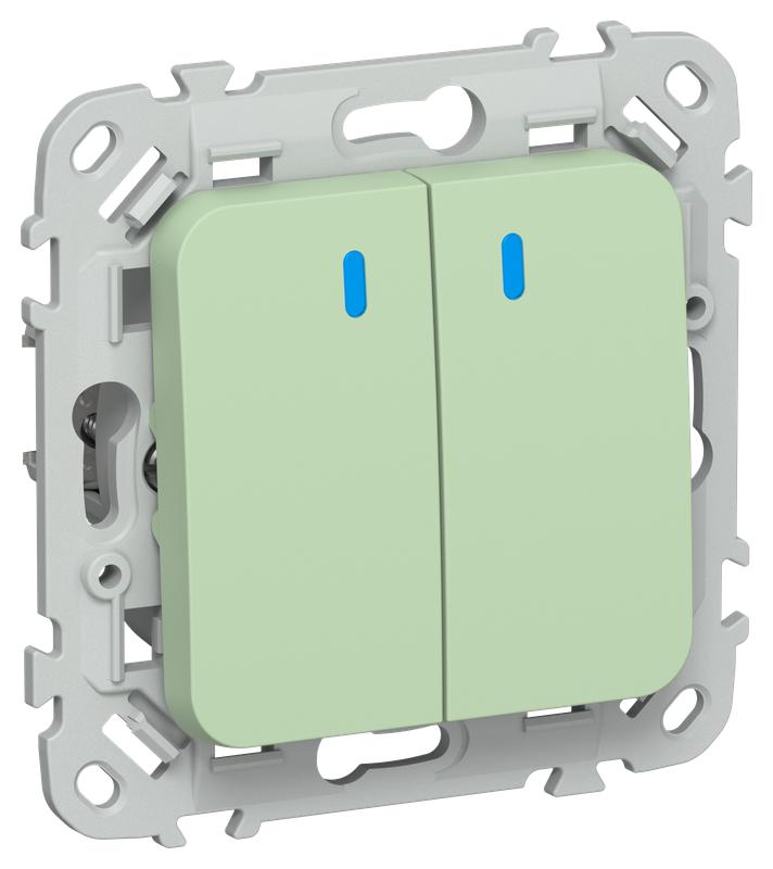 Выключатель 2-кл. СП FLITE ВС12-1-1-ФлФ 10А с индикацией механизм фисташк. IEK FI-V20-1-10-1-K93