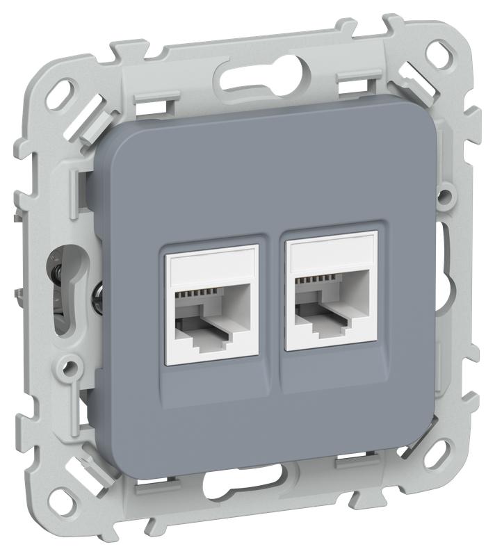 Розетка 2-м СП FLITE РКТ5е/3-2-0-ФлМ RJ45/RJ11 кат.5E/3 UTP механизм маренго IEK FI-KT22-1-K35