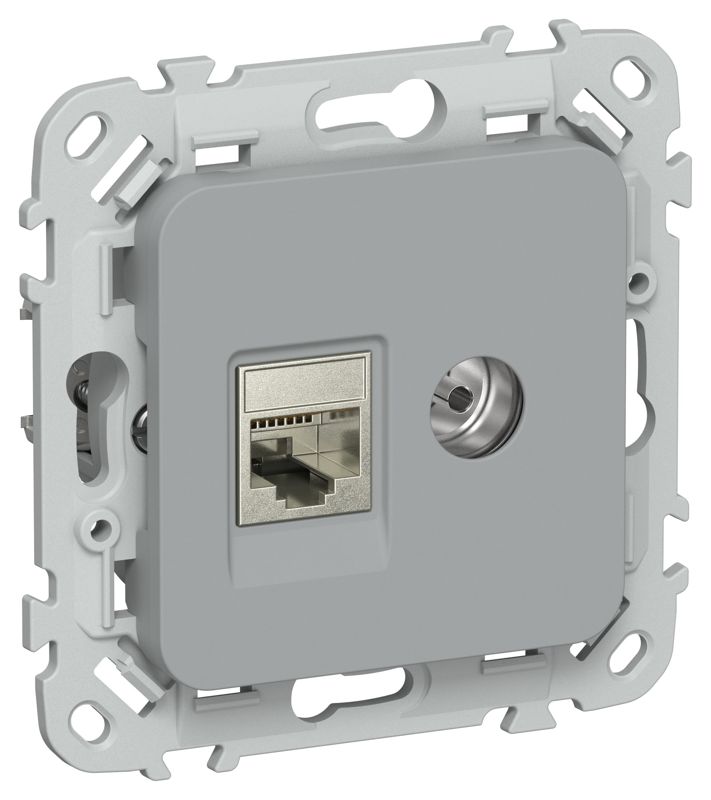 Розетка 2-м СП FLITE РКТВ5е-2-1-ФлС RJ45/TV кат.5E STP механизм сер. IEK FI-AK21-1-K03