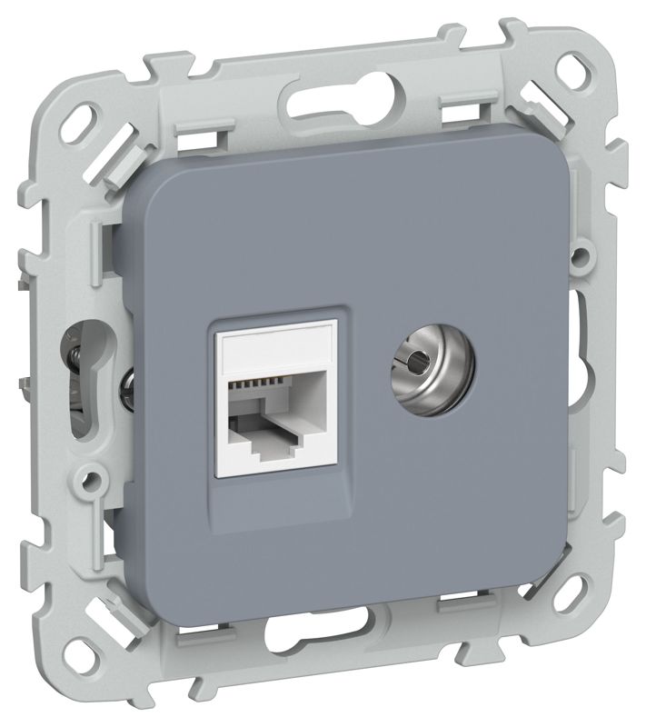 Розетка 2-м СП FLITE РКТВ5е-2-0-ФлМ RJ45/TV кат.5E UTP механизм маренго IEK FI-AK22-1-K35