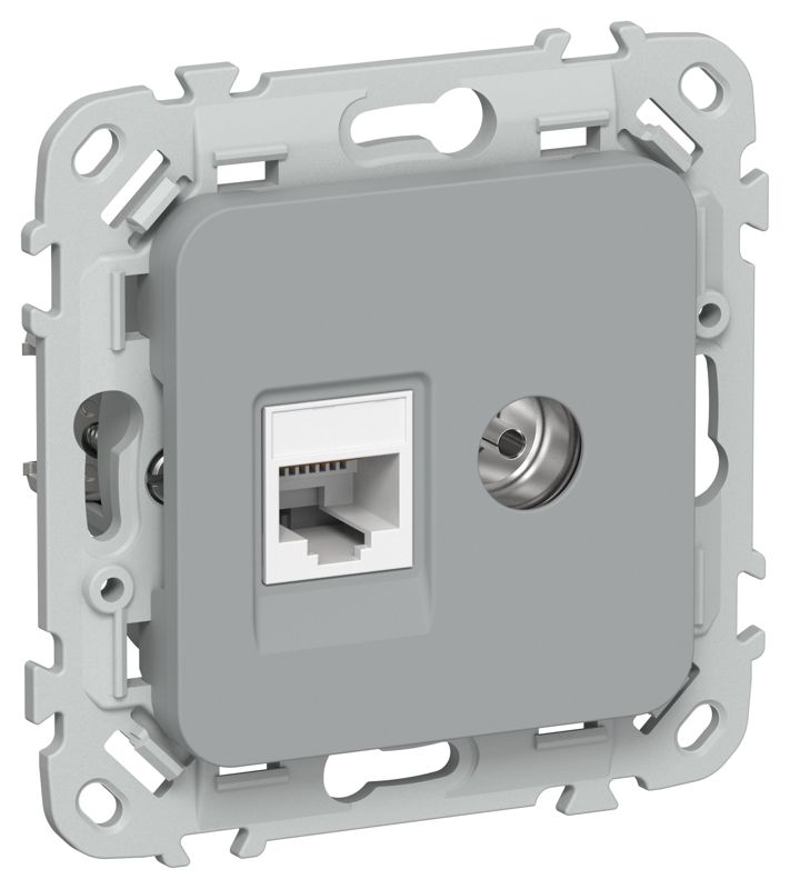 Розетка 2-м СП FLITE РКТВ6-2-0-ФлС RJ45/TV кат.6 UTP механизм сер. IEK FI-AK22-2-K03