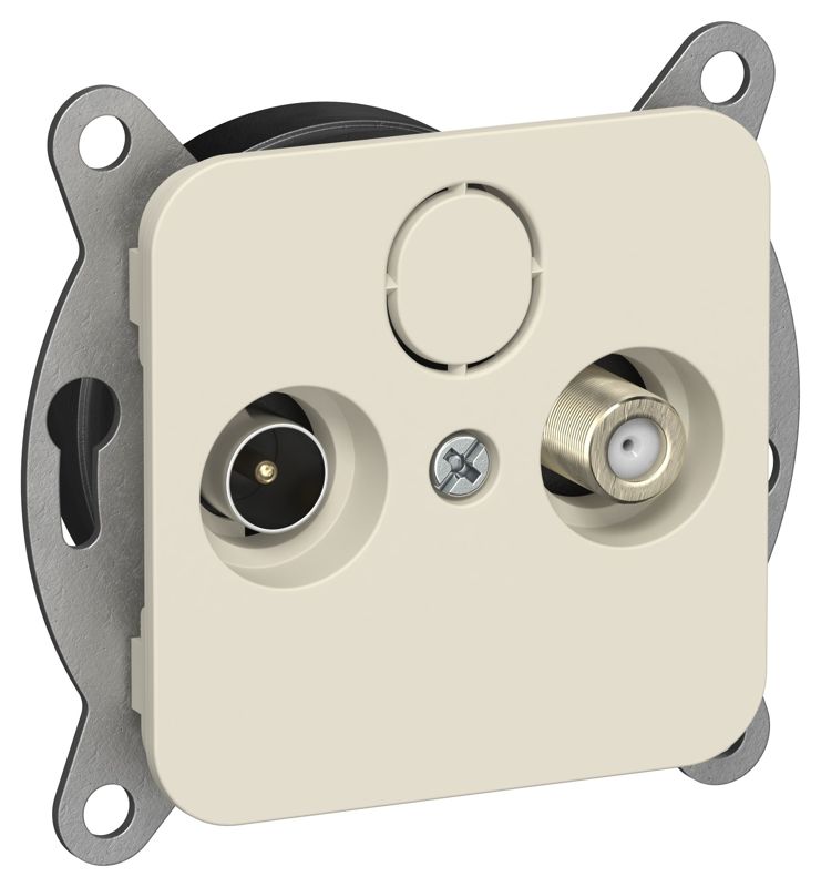 Розетка оконечная TV/SAT 2-м СП FLITE РТВс-2-1-1-ФлСл экранир. механизм сливочный IEK FI-AF23-O-K86