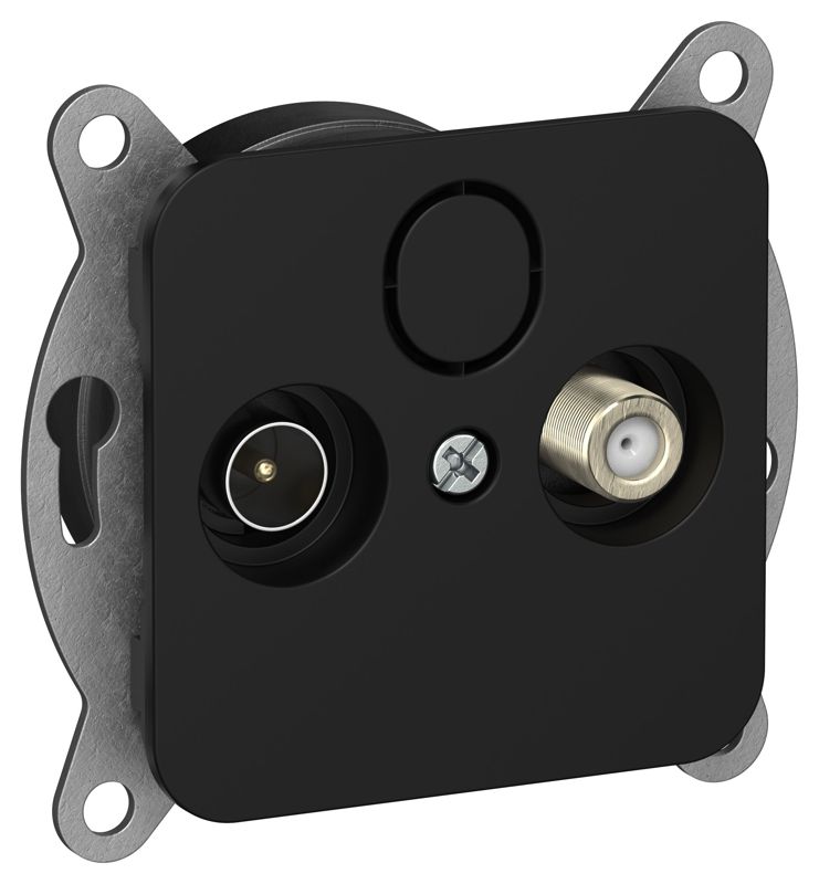 Розетка оконечная TV/SAT 2-м СП FLITE РТВс-2-1-1-ФлЧ экранир. механизм черн. IEK FI-AF23-O-K02