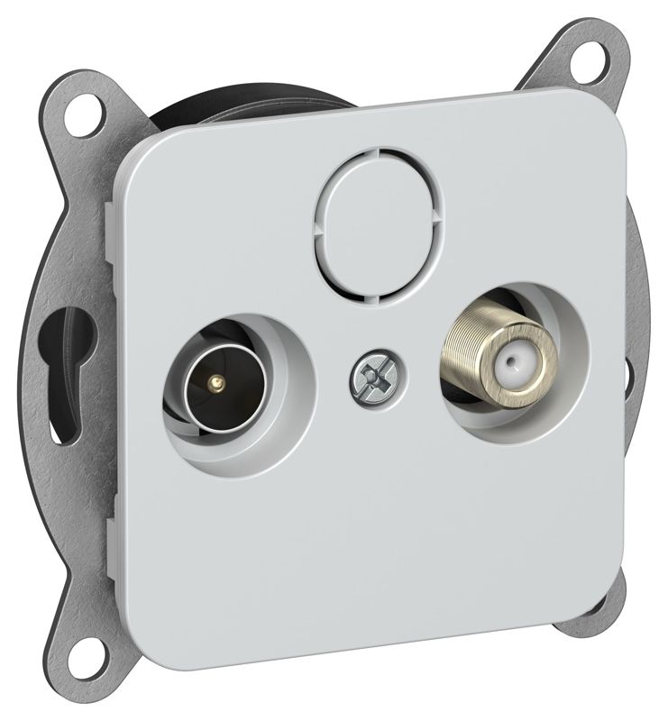 Розетка проходная TV/SAT 2-м СП FLITE РТВс-2-1-2-ФлЖ экранир. механизм жемчуж. IEK FI-AF23-P-K36
