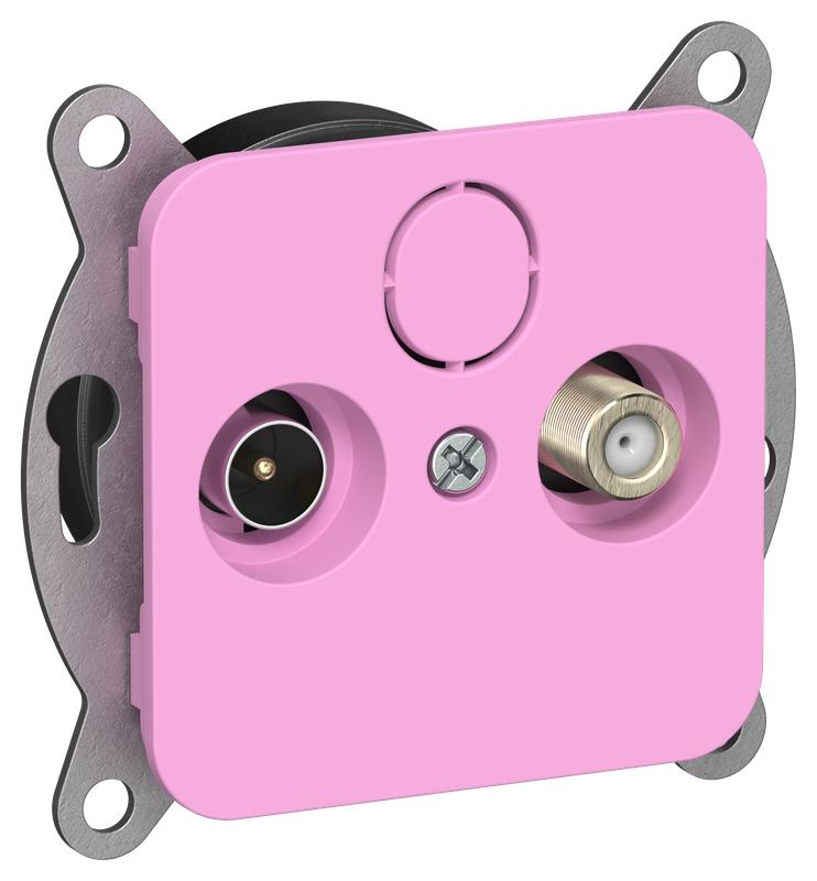 Розетка проходная TV/SAT 2-м СП FLITE РТВс-2-1-2-ФлПр экранир. механизм пурпур. IEK FI-AF23-P-K99