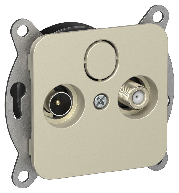 Розетка проходная TV/SAT 2-м СП FLITE РТВс-2-1-2-ФлШ экранир. механизм шампань IEK FI-AF23-P-K37