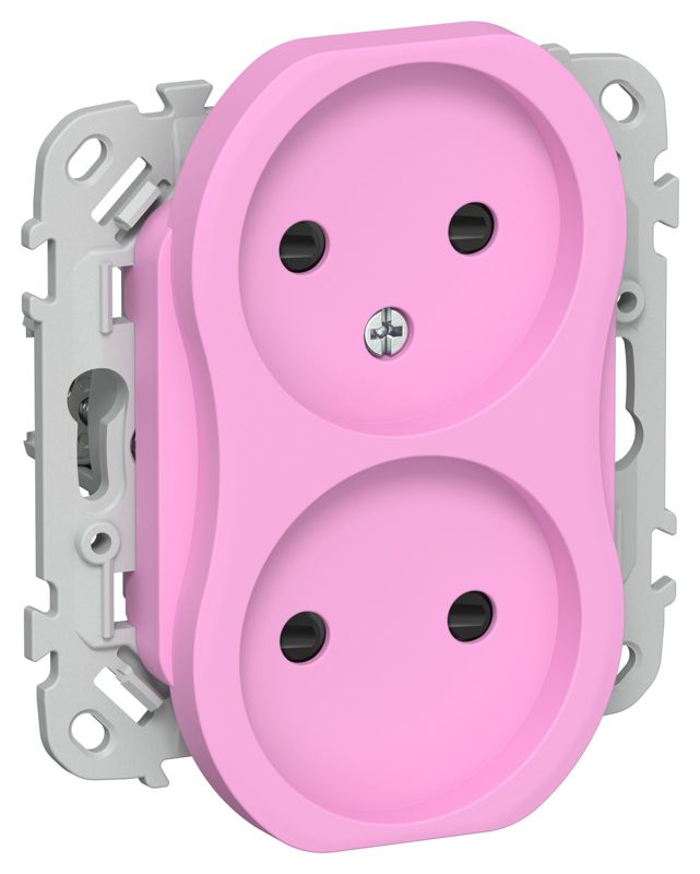 Розетка 2-м СП FLITE РСш02-0-ФлПр 10А без заземл. с защ. шторками механизм пурпур. IEK FI-R23-10-K99