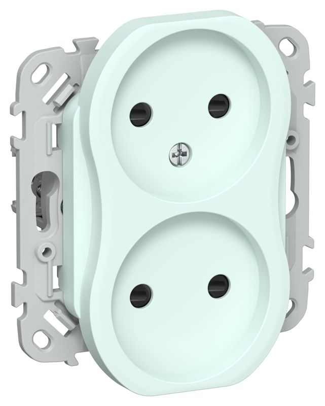 Розетка 2-м СП FLITE РСш02-0-ФлХЛ 10А без заземл. с защ. шторками механизм холод. лед IEK FI-R23-10-K94