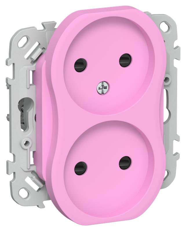 Розетка 2-м СП FLITE РСш02-1-ФлПр 10А без заземл. с защ. шторками безвинтовое крепление механизм пурпур. IEK FI-R23-10-1-K99