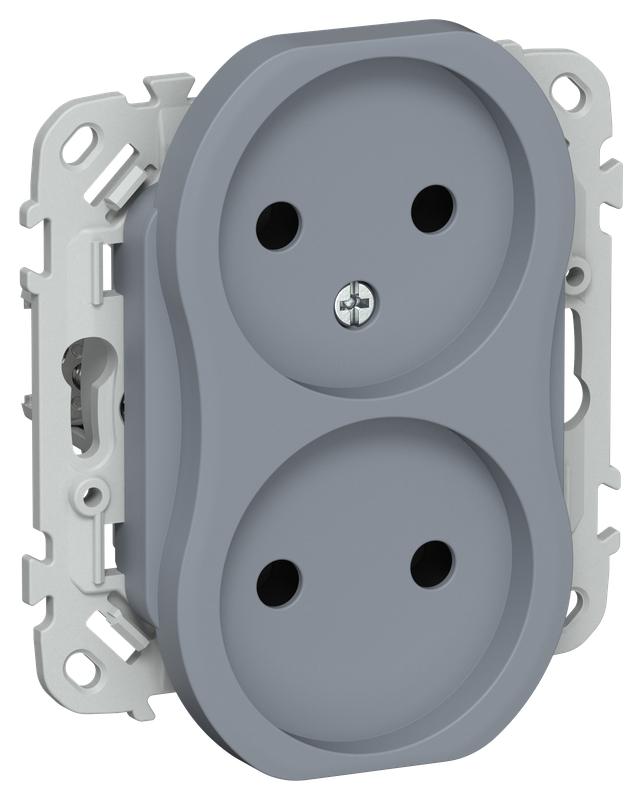 Розетка 2-м СП FLITE РС02-0-ФлМ 10А без заземл. без защ. шторок механизм маренго IEK FI-R20-10-K35