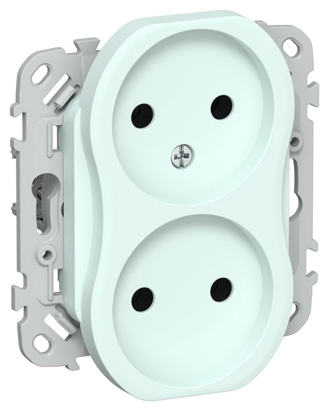 Розетка 2-м СП FLITE РС02-0-ФлХЛ 10А без заземл. без защ. шторок механизм холод. лед IEK FI-R20-10-K94