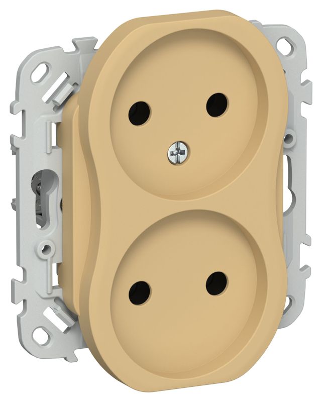 Розетка 2-м СП FLITE РС02-0-ФлШм 10А без заземл. без защ. шторок механизм шамуа IEK FI-R20-10-K89