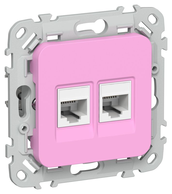 Розетка компьютерная 2-м СП FLITE РК6-2-0-ФлПр RJ45 кат.6 UTP механизм пурпур. IEK FI-K22-2-K99