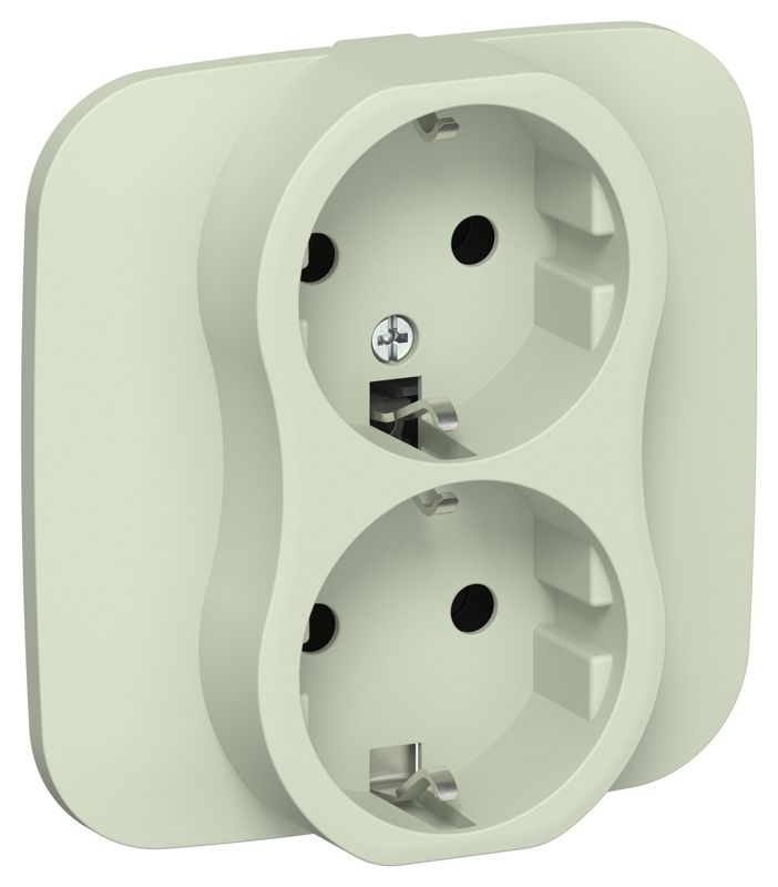 Розетка 2-м СП FLITE РС12-0-А-ФлП 16А с заземл. без защ. шторок в сборе механизм панг IEK FI-R21A-16-K92