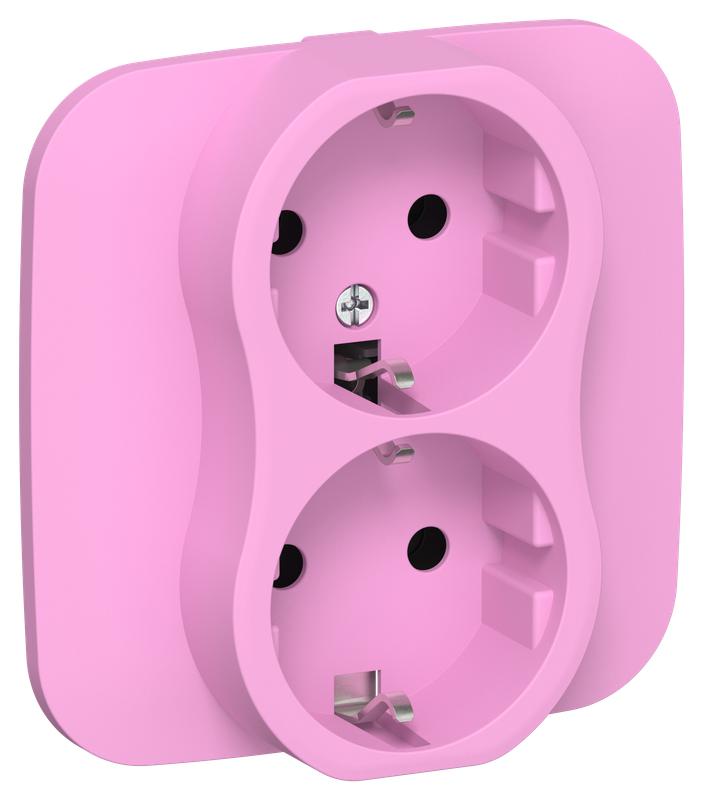 Розетка 2-м СП FLITE РС12-0-А-ФлПр 16А с заземл. без защ. шторок в сборе механизм пурпур. IEK FI-R21A-16-K99