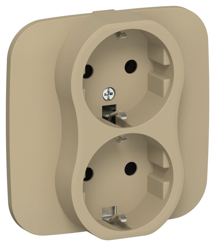 Розетка 2-м СП FLITE РС12-0-А-ФлХ 16А с заземл. без защ. шторок в сборе механизм хаки IEK FI-R21A-16-K59