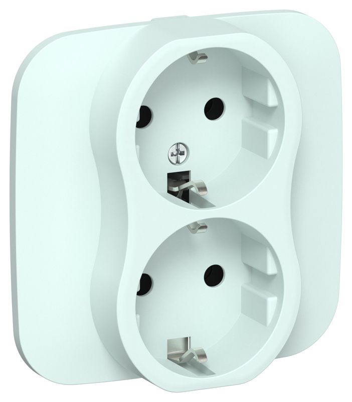 Розетка 2-м СП FLITE РС12-0-А-ФлХЛ 16А с заземл. без защ. шторок в сборе механизм холод. лед IEK FI-R21A-16-K94