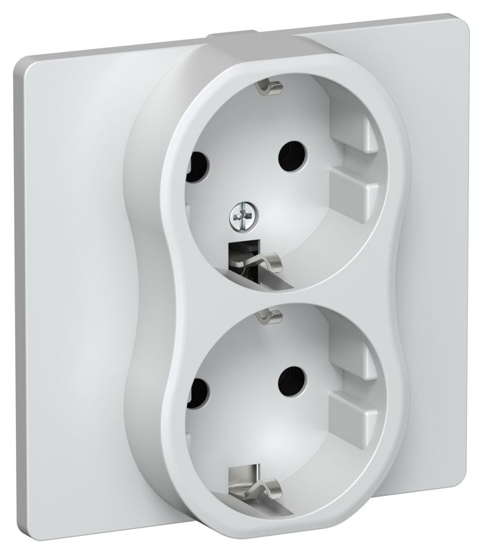 Розетка 2-м СП FLITE РС12-0-К-ФлЖ 16А с заземл. без защ. шторок в сборе механизм жемчуж. IEK FI-R21C-16-K36