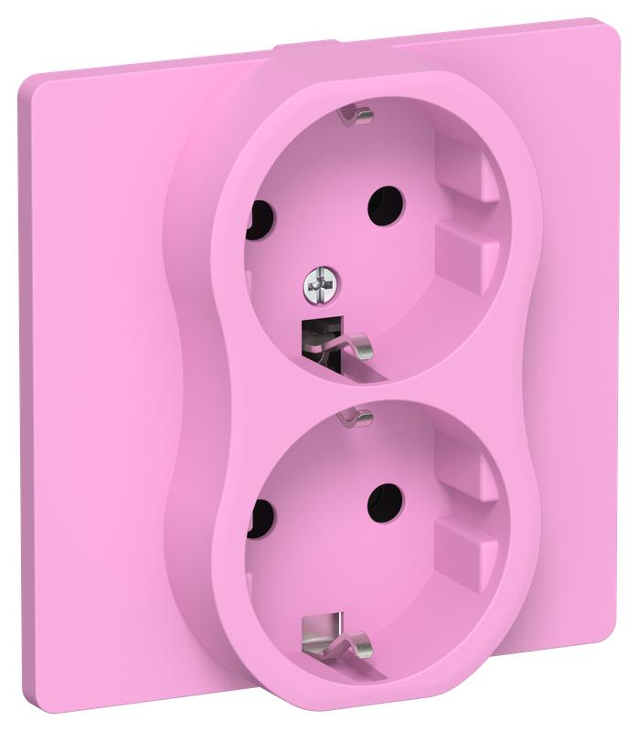 Розетка 2-м СП FLITE РС12-0-К-ФлПр 16А с заземл. без защ. шторок в сборе механизм пурпур. IEK FI-R21C-16-K99