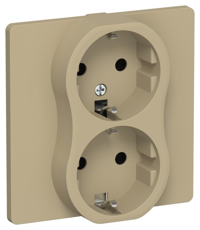 Розетка 2-м СП FLITE РС12-0-К-ФлХ 16А с заземл. без защ. шторок в сборе механизм хаки IEK FI-R21C-16-K59