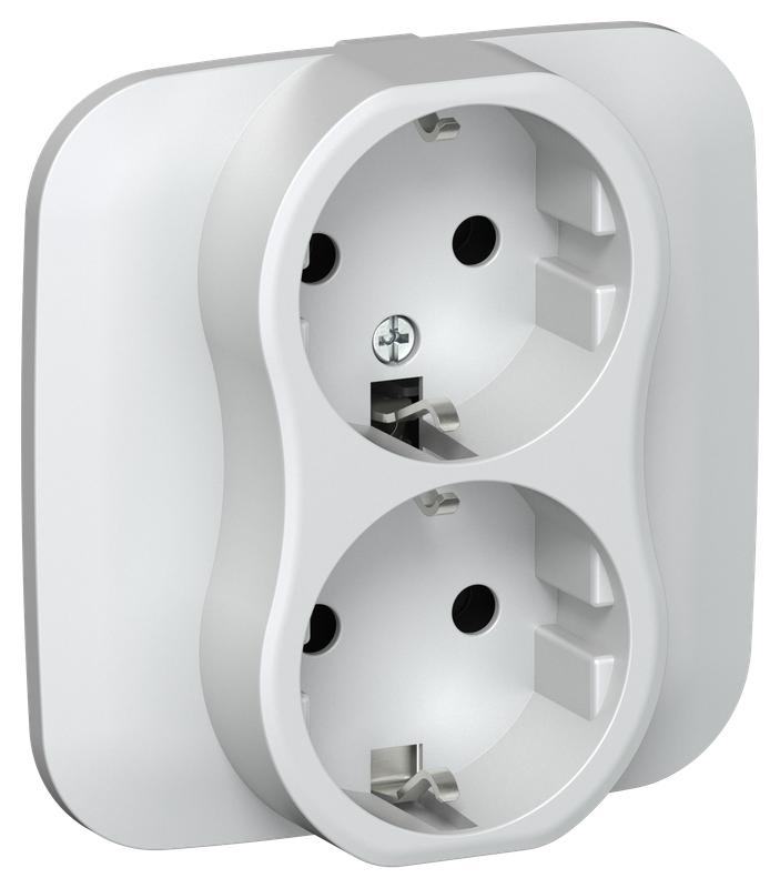 Розетка 2-м СП FLITE РС12-1-А-ФлЖ 16А с заземл. без защ. шторок безвинтовое крепление в сборе механизм жемчуж. IEK FI-R21A-16-1-K36