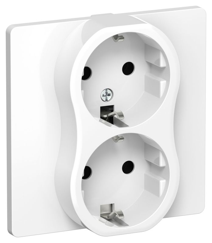 Розетка 2-м СП FLITE РС12-1-К-ФлБ 16А с заземл. без защ. шторок безвинтовое крепление в сборе механизм бел. IEK FI-R21C-16-1-K01