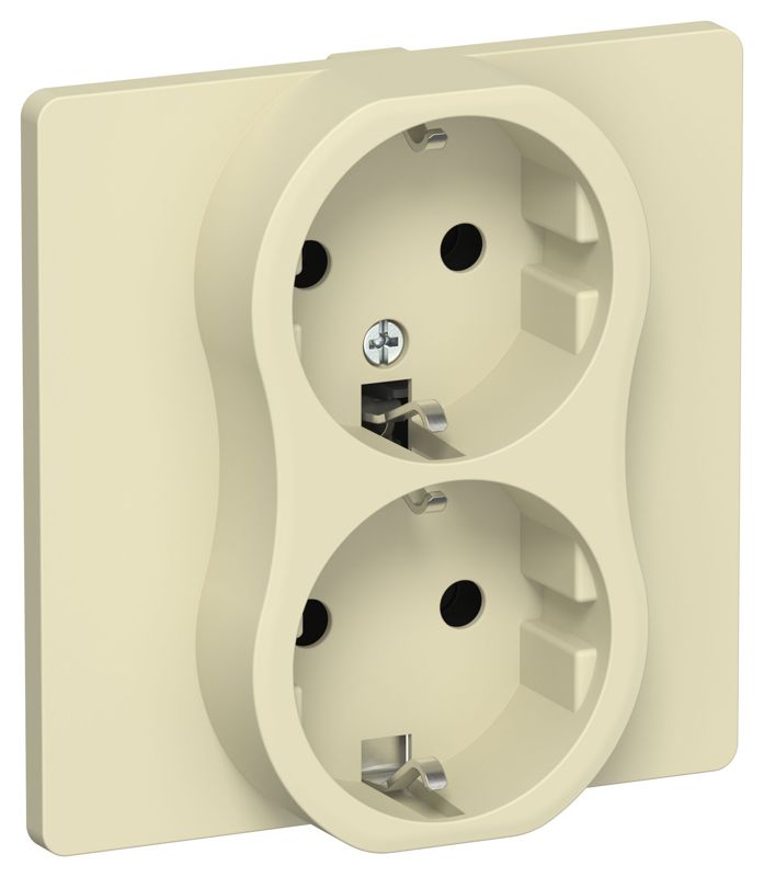 Розетка 2-м СП FLITE РС12-1-К-ФлН 16А с заземл. без защ. шторок безвинтовое крепление в сборе механизм навахо IEK FI-R21C-16-1-K87