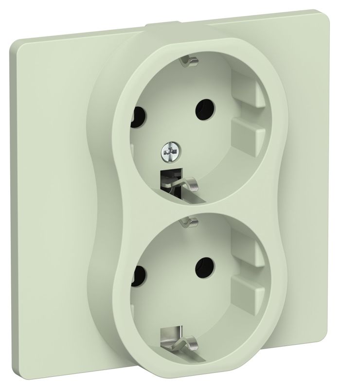 Розетка 2-м СП FLITE РС12-1-К-ФлП 16А с заземл. без защ. шторок безвинтовое крепление в сборе механизм панг IEK FI-R21C-16-1-K92