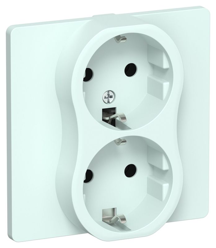 Розетка 2-м СП FLITE РС12-1-К-ФлХЛ 16А с заземл. без защ. шторок безвинтовое крепление в сборе механизм холод. лед IEK FI-R21C-16-1-K94