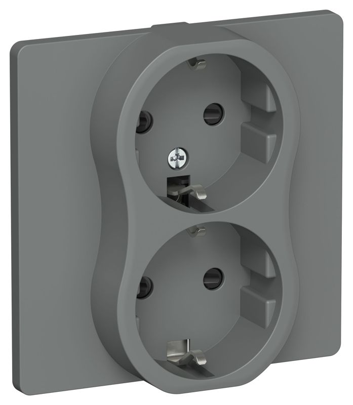 Розетка 2-м СП FLITE РСш12-0-К-ФлМА 16А с заземл. с защ. шторками в сборе механизм мокрый асфальт IEK FI-R24C-16-K80