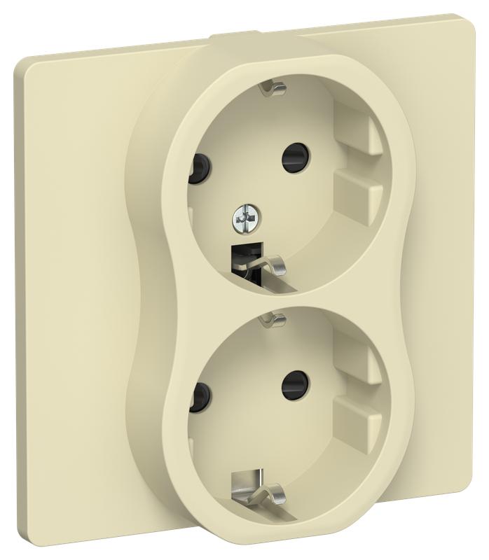 Розетка 2-м СП FLITE РСш12-0-К-ФлН 16А с заземл. с защ. шторками в сборе механизм навахо IEK FI-R24C-16-K87