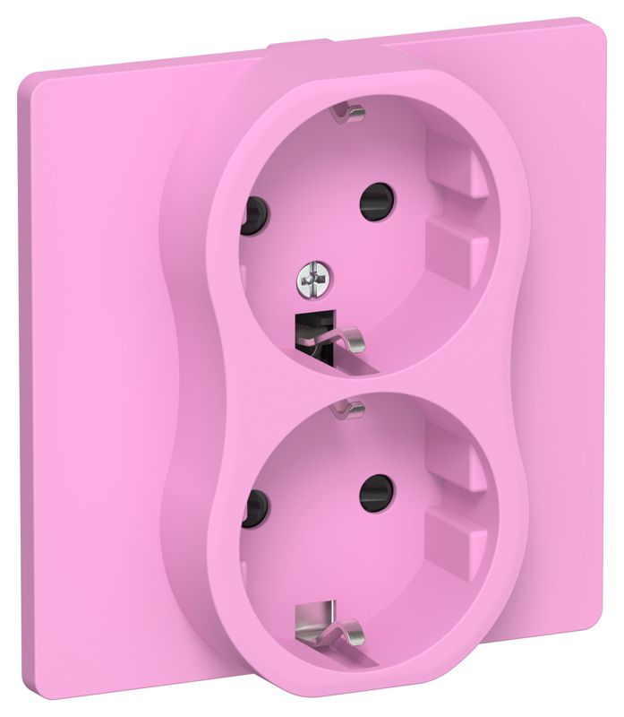 Розетка 2-м СП FLITE РСш12-0-К-ФлПр 16А с заземл. с защ. шторками в сборе механизм пурпур. IEK FI-R24C-16-K99