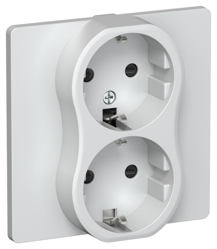 Розетка 2-м СП FLITE РСш12-1-К-ФлЖ 16А с заземл. с защ. шторками безвинтовое крепление в сборе механизм жемчуж. IEK FI-R24C-16-1-K36