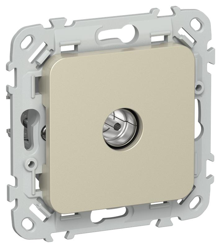 Розетка телевизионная проходная СП FLITE РТВм-1-1-2-ФлШ тип M экранир. механизм шампань IEK FI-A13-P-K37