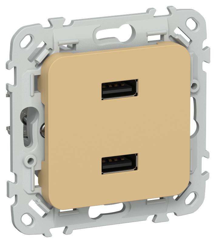 Розетка USB СП FLITE РЮ-2-ФлШм AA 2.1А механизм шамуа IEK FI-U21-D31-K89