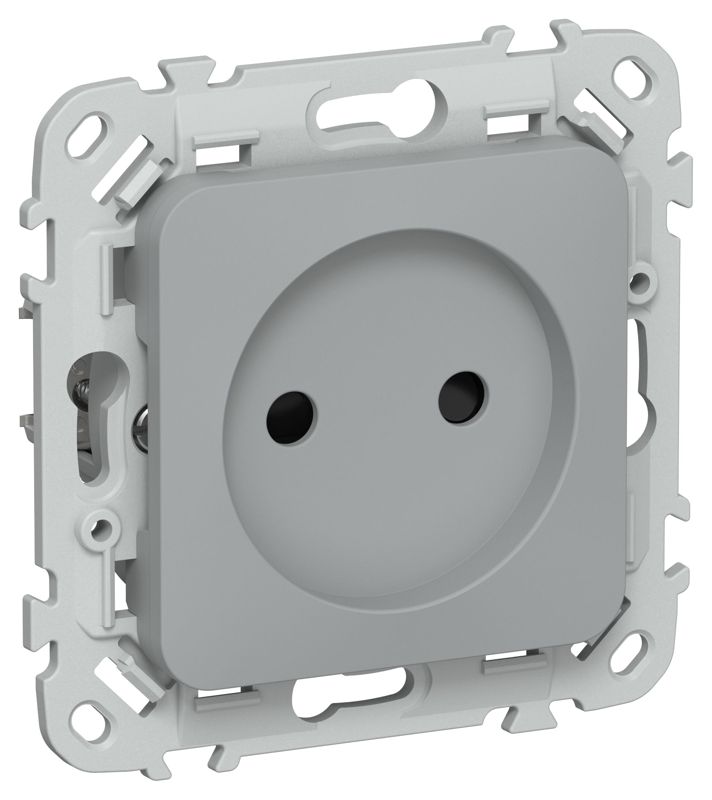 Розетка СП FLITE РСш01-0-ФлС 10А без заземл. с защ. шторками механизм сер. IEK FI-R13-10-K03