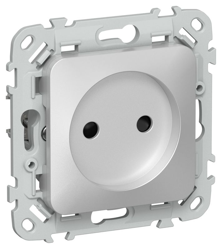 Розетка СП FLITE РСш01-1-ФлА 10А без заземл. с защ. шторками безвинтовое крепление механизм алюм. IEK FI-R13-10-1-K47