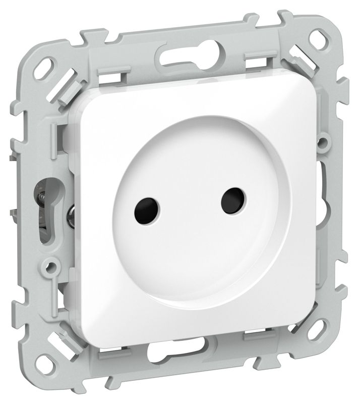 Розетка СП FLITE РСш01-1-ФлБ 10А без заземл. с защ. шторками безвинтовое крепление механизм бел. IEK FI-R13-10-1-K01