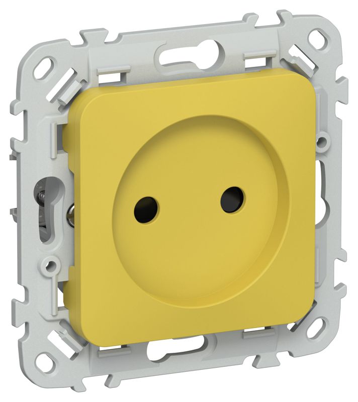 Розетка СП FLITE РСш01-1-ФлЖК 10А без заземл. с защ. шторками безвинтовое крепление механизм желт. карри IEK FI-R13-10-1-K44