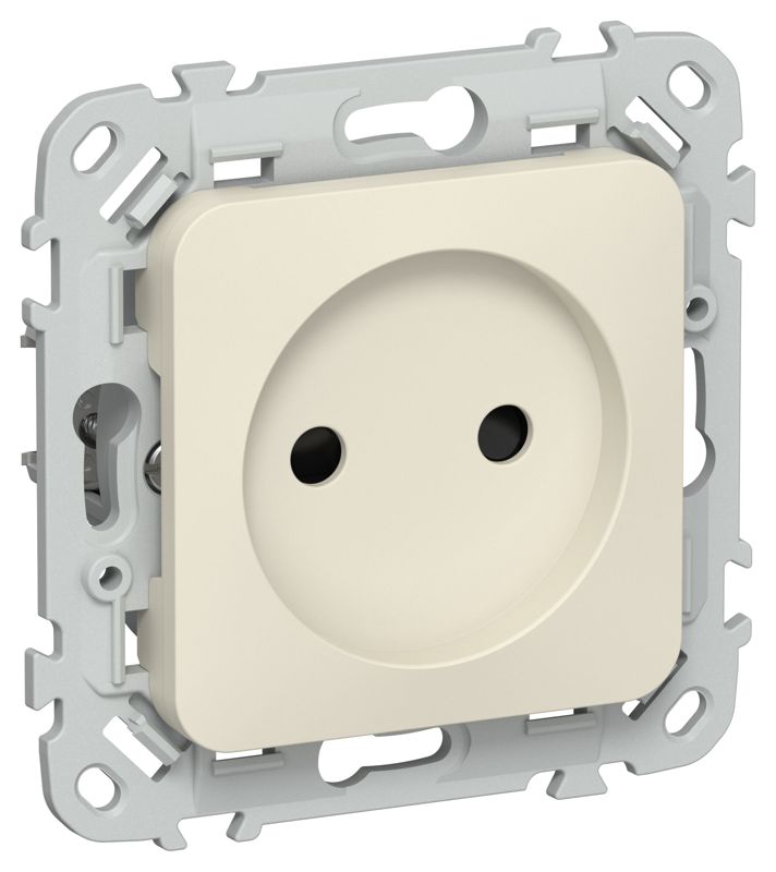 Розетка СП FLITE РСш01-1-ФлСл 10А без заземл. с защ. шторками безвинтовое крепление механизм сливочный IEK FI-R13-10-1-K86