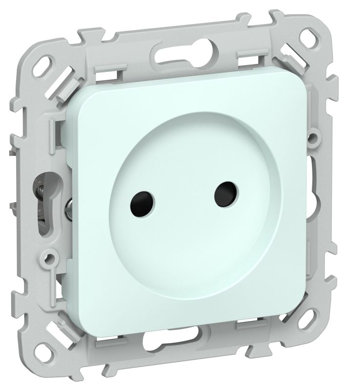 Розетка СП FLITE РСш01-1-ФлХЛ 10А без заземл. с защ. шторками безвинтовое крепление механизм холод. лед IEK FI-R13-10-1-K94
