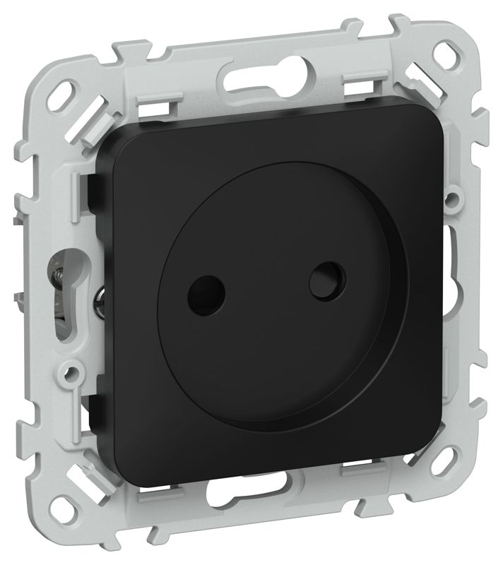 Розетка СП FLITE РСш01-1-ФлЧ 10А без заземл. с защ. шторками безвинтовое крепление механизм черн. IEK FI-R13-10-1-K02