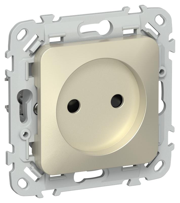 Розетка СП FLITE РСш01-1-ФлШ 10А без заземл. с защ. шторками безвинтовое крепление механизм шампань IEK FI-R13-10-1-K37