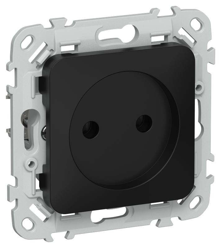 Розетка СП FLITE РС01-0-ФлЧ 10А без заземл. без защ. шторок механизм черн. IEK FI-R10-10-K02