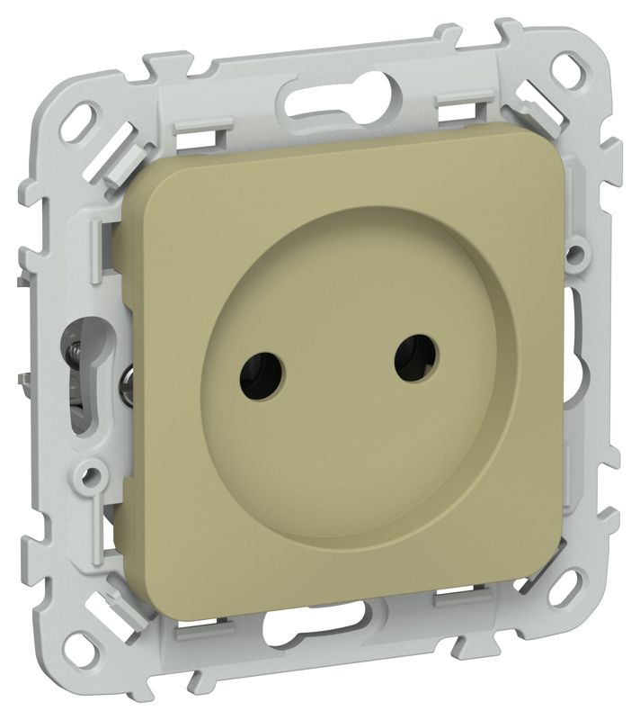 Розетка СП FLITE РС01-1-ФлО 10А без заземл. без защ. шторок безвинтовое крепление механизм олив. IEK FI-R10-10-1-K26