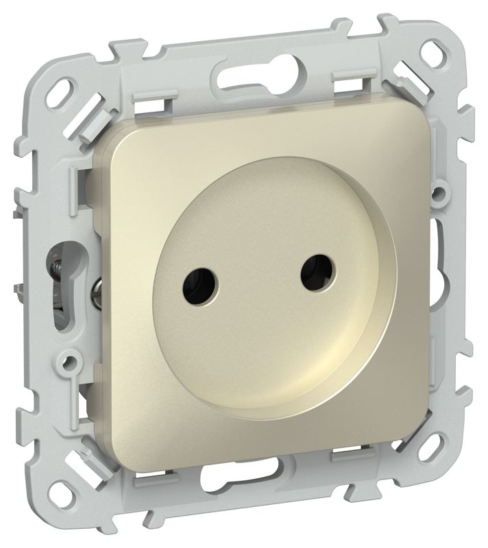 Розетка СП FLITE РС01-1-ФлШ 10А без заземл. без защ. шторок безвинтовое крепление механизм шампань IEK FI-R10-10-1-K37