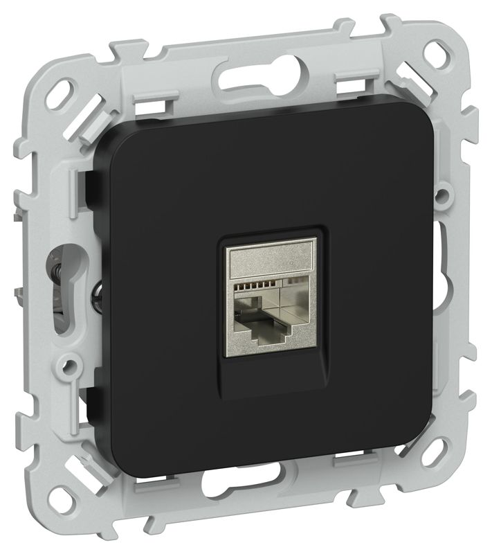 Розетка компьютерная СП FLITE РК6-1-1-ФлЧ RJ45 кат.6 STP механизм черн. IEK FI-K11-2-K02